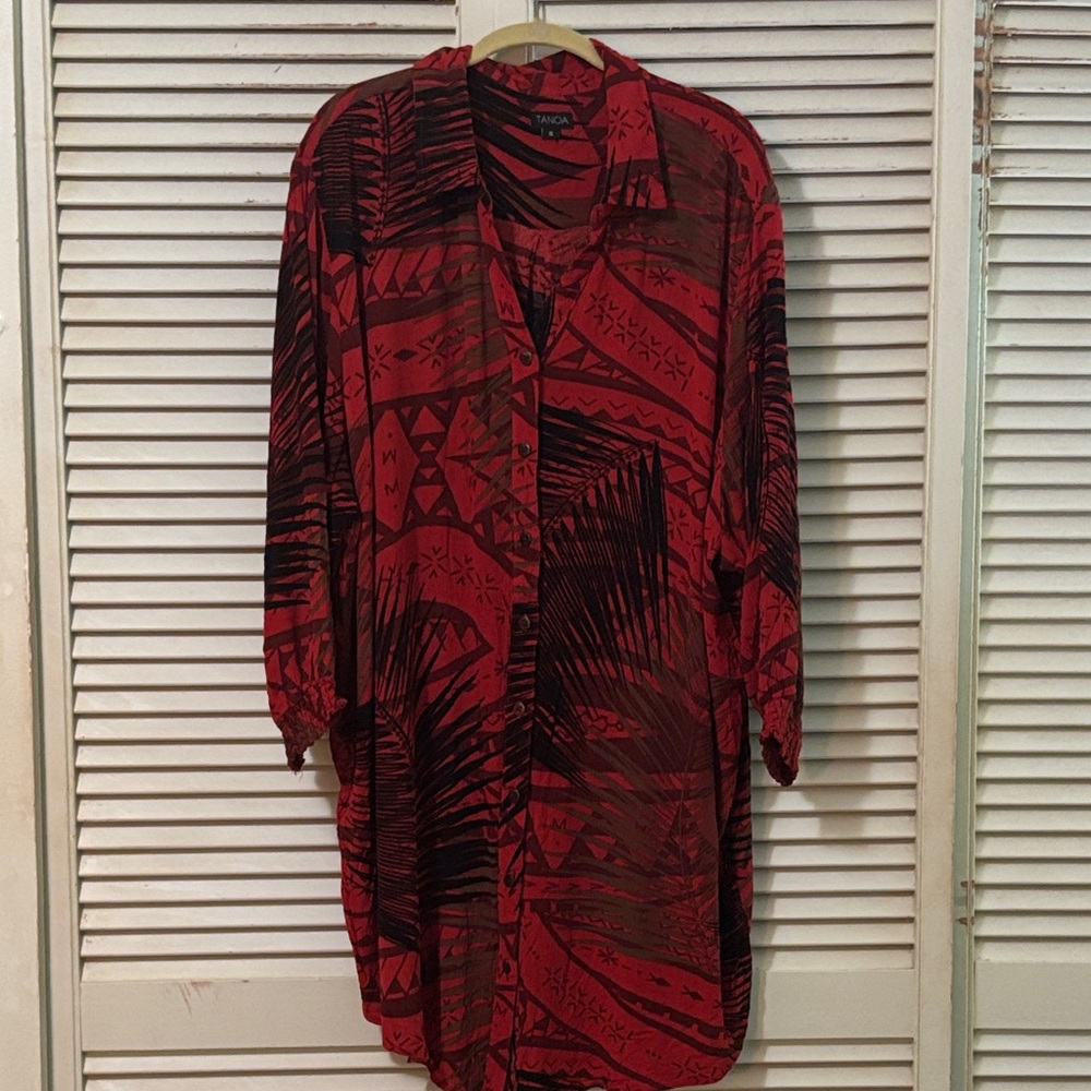 Tanoa Red and Black Patterned Tunic/short dress